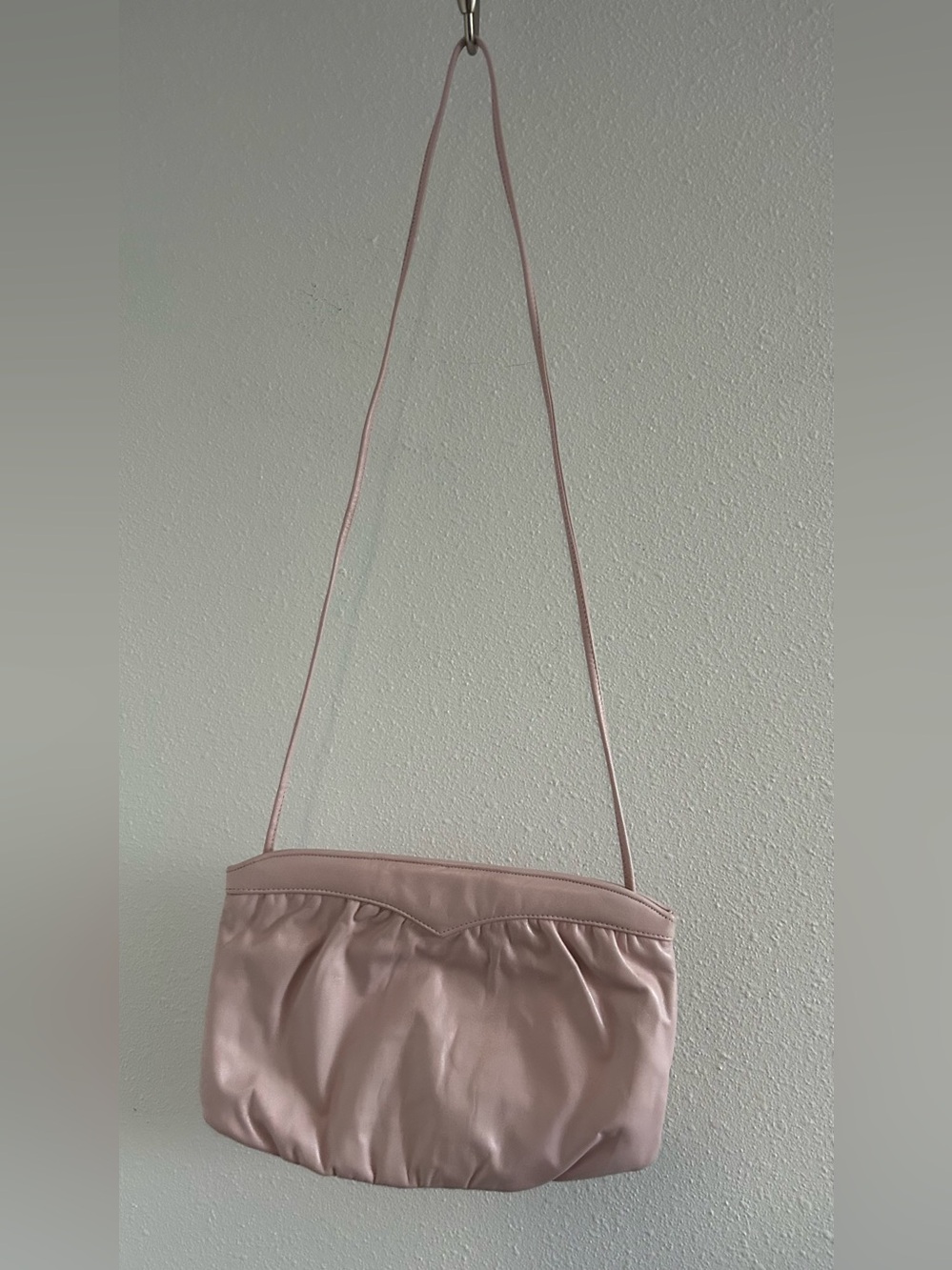 Soft Blush Pink Crossbody Bag with Slim Strap